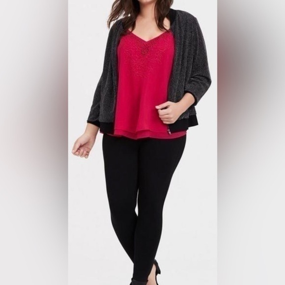 🌷Torrid Chiffon Embroidered Swing Cami Magenta Red 💙 - Picture 16 of 16